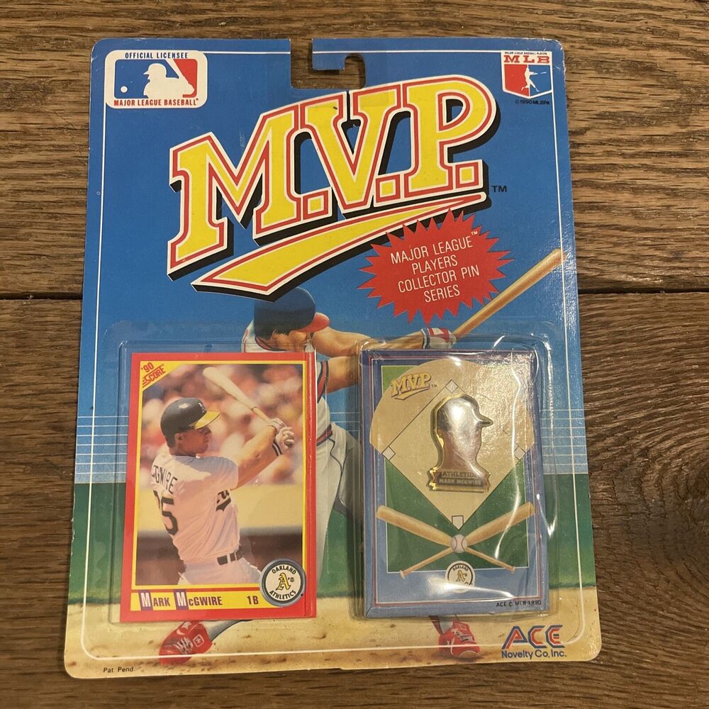 1990 MVP Collector Pin & Card Mark McGwire Oakland Athletics MLB Memorabilia